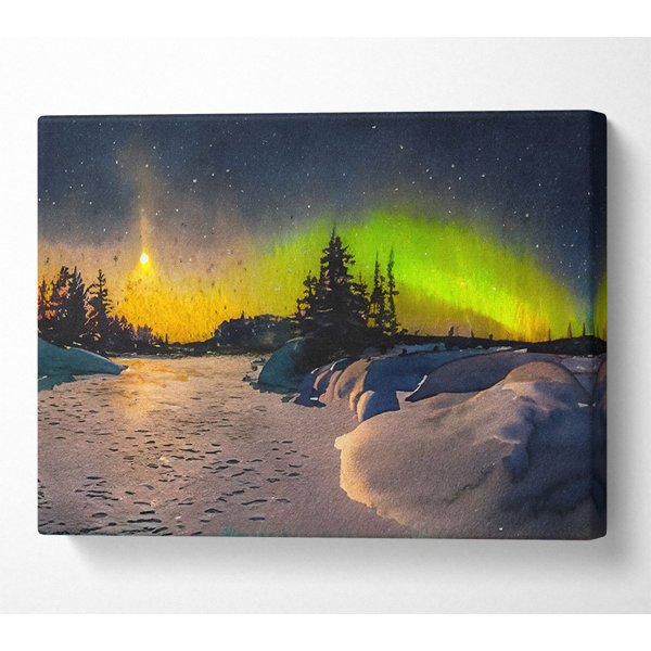 Alpen Home Nothern Lights At Night Snow Wrapped Canvas Art Prints